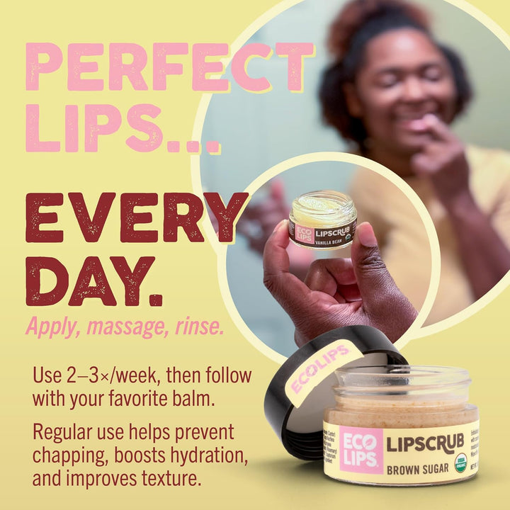 Eco Lips Paquete de 2 exfoliantes labiales de azúcar morena, tratam...
