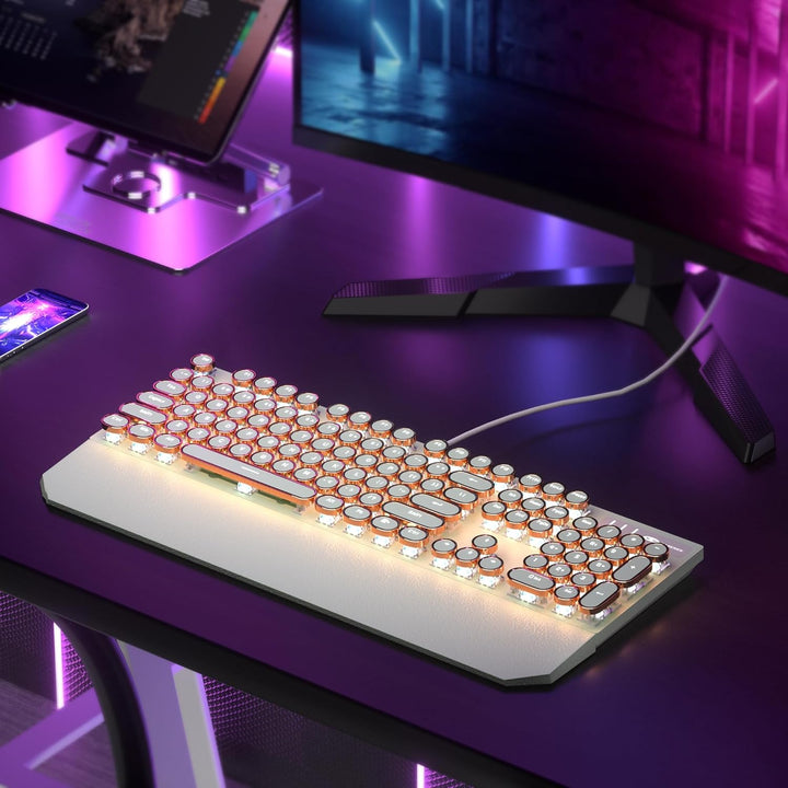 Camiysn Teclado Mecánico para Juegos Estilo Máquina de Escribir, Te...