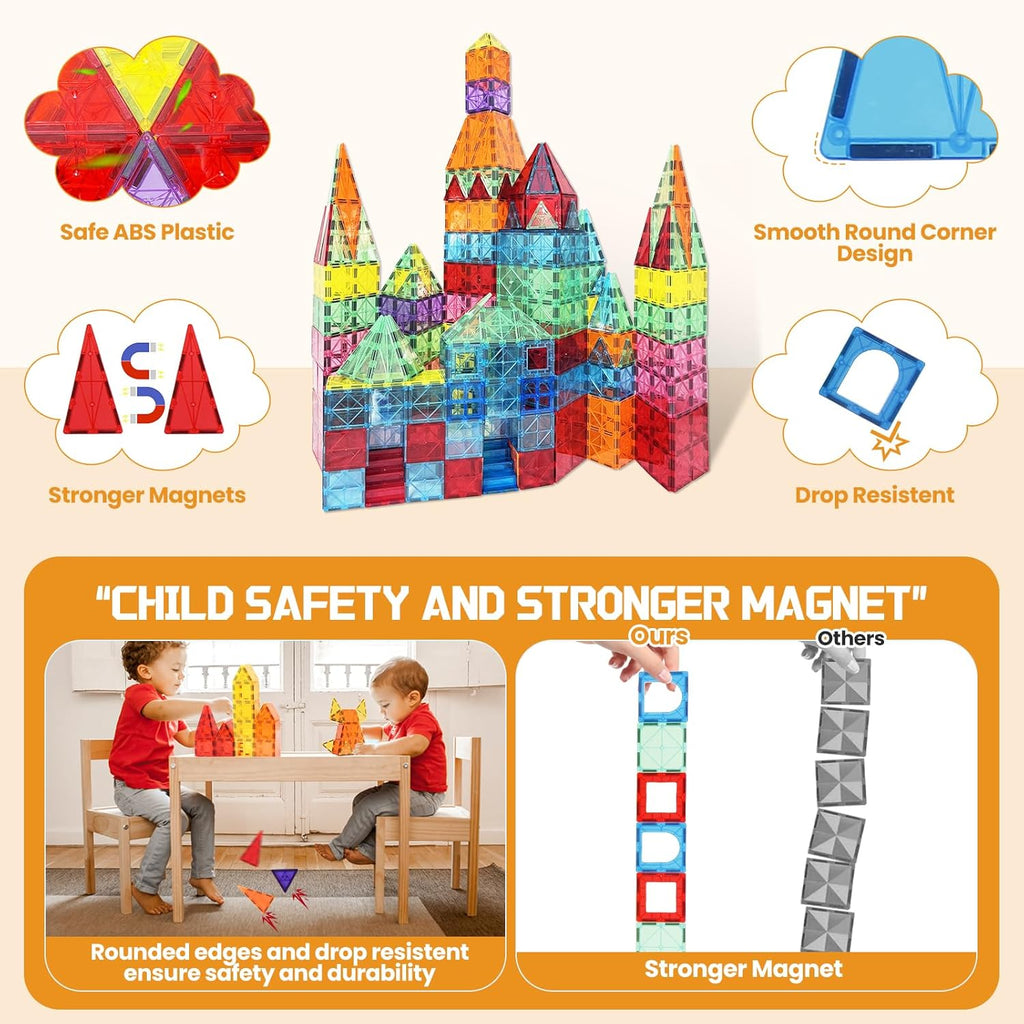 Paaxido Fichas Magnéticas - 130 PCS Bloques Magnéticos para Niños,...