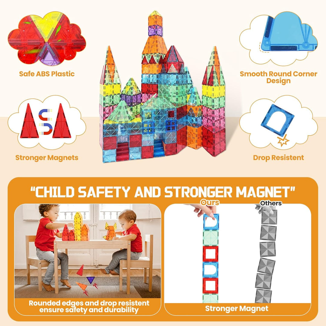 Paaxido Fichas Magnéticas - 130 PCS Bloques Magnéticos para Niños,...
