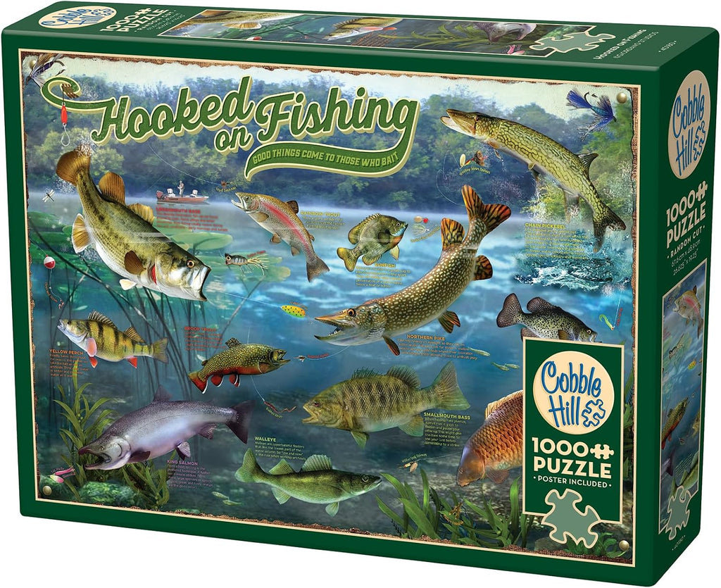 Cobble Hill - Rompecabezas de 1000 piezas, enganchado a la pesca, póster de muestra incluido
