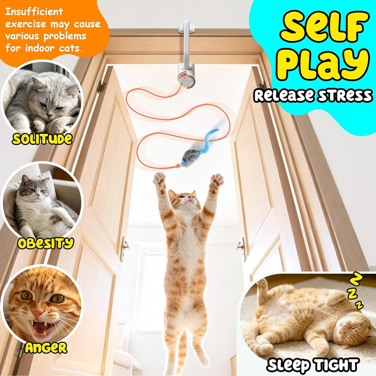 Teaser eléctrico para gatos, juguete automático para gatos de interior
