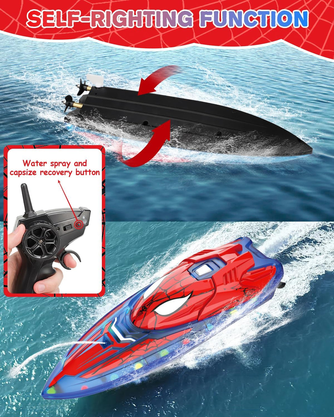 Fullware Spider Hero Barco RC, Barco de Control Remoto de 2.4GHz co...