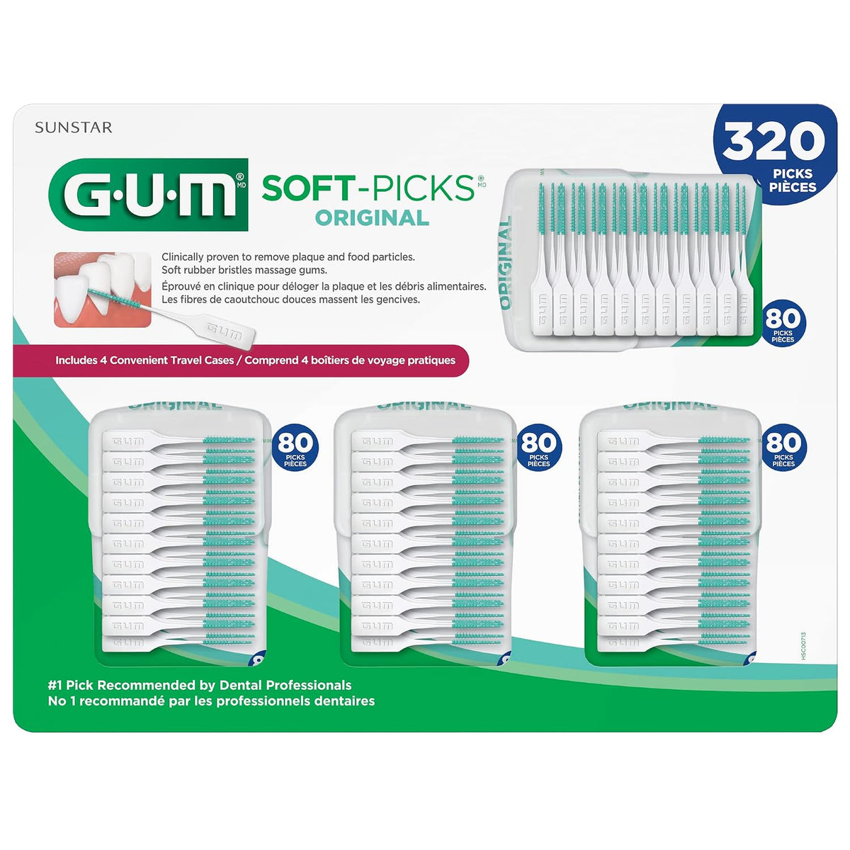 GUM Soft-Picks Original, púas dentales fáciles de usar para limpiez...