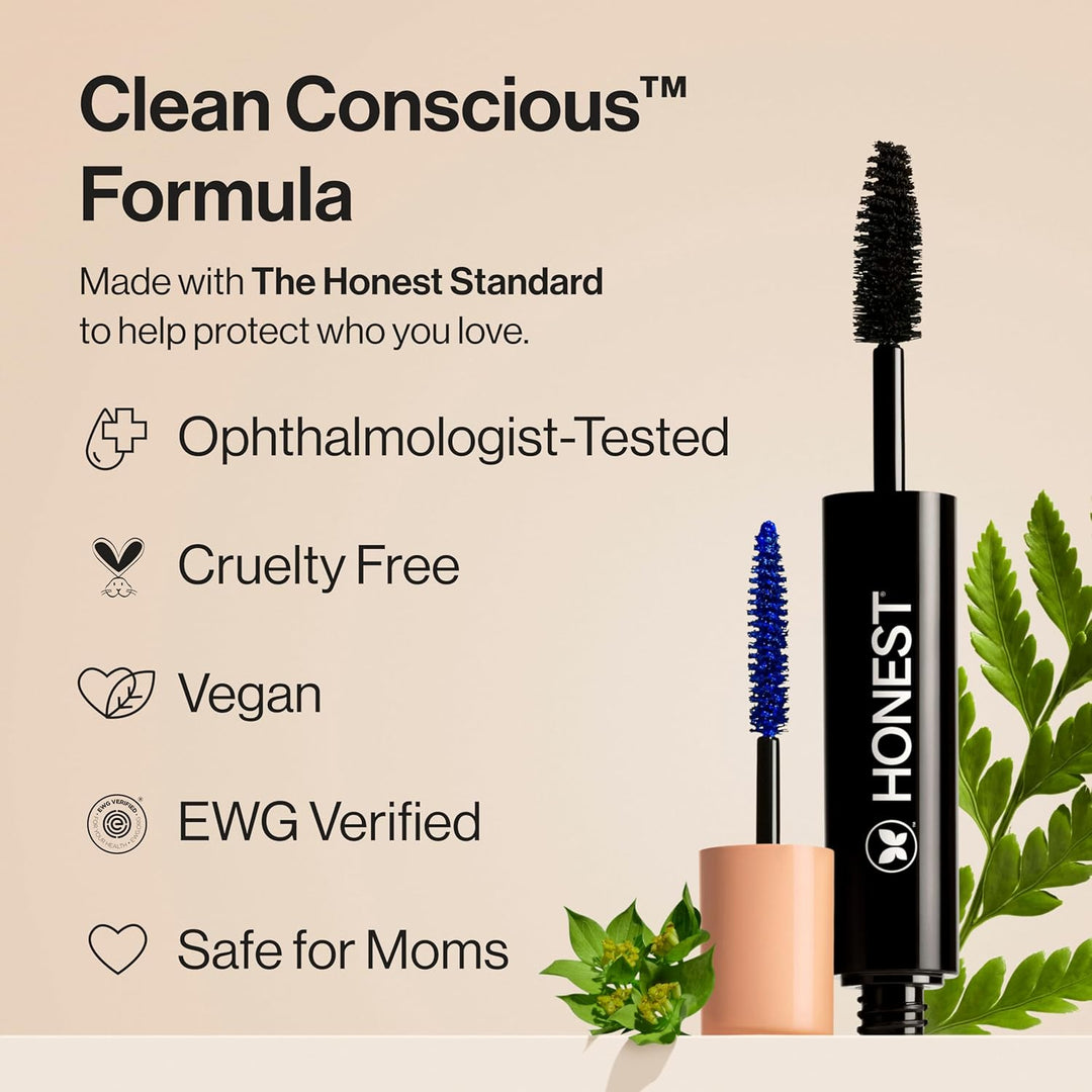 Honest Beauty Máscara de pestañas Extreme Volume Clean 2 en 1, impr...