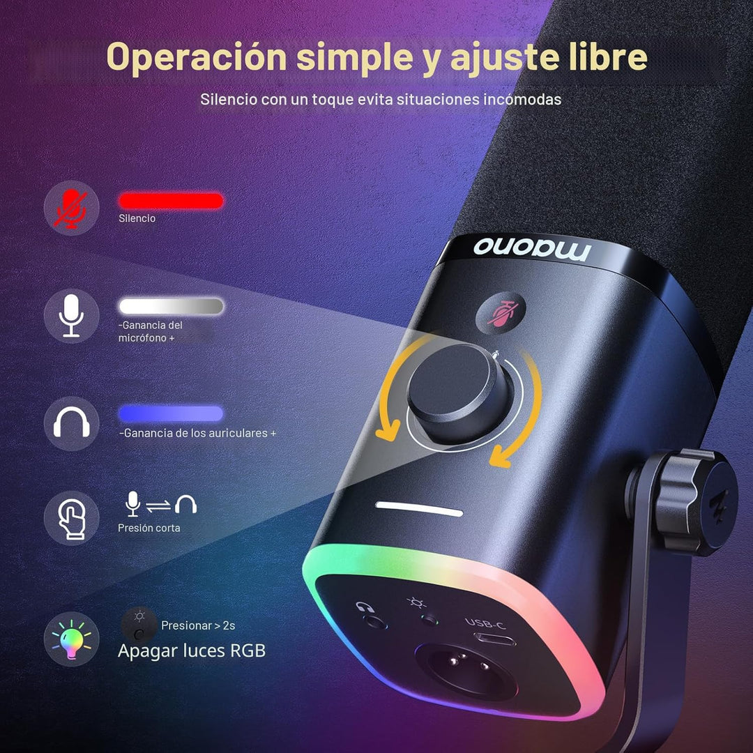 MAONO Micrófono dinámico USB\/XLR para transmisión de juegos, micró...