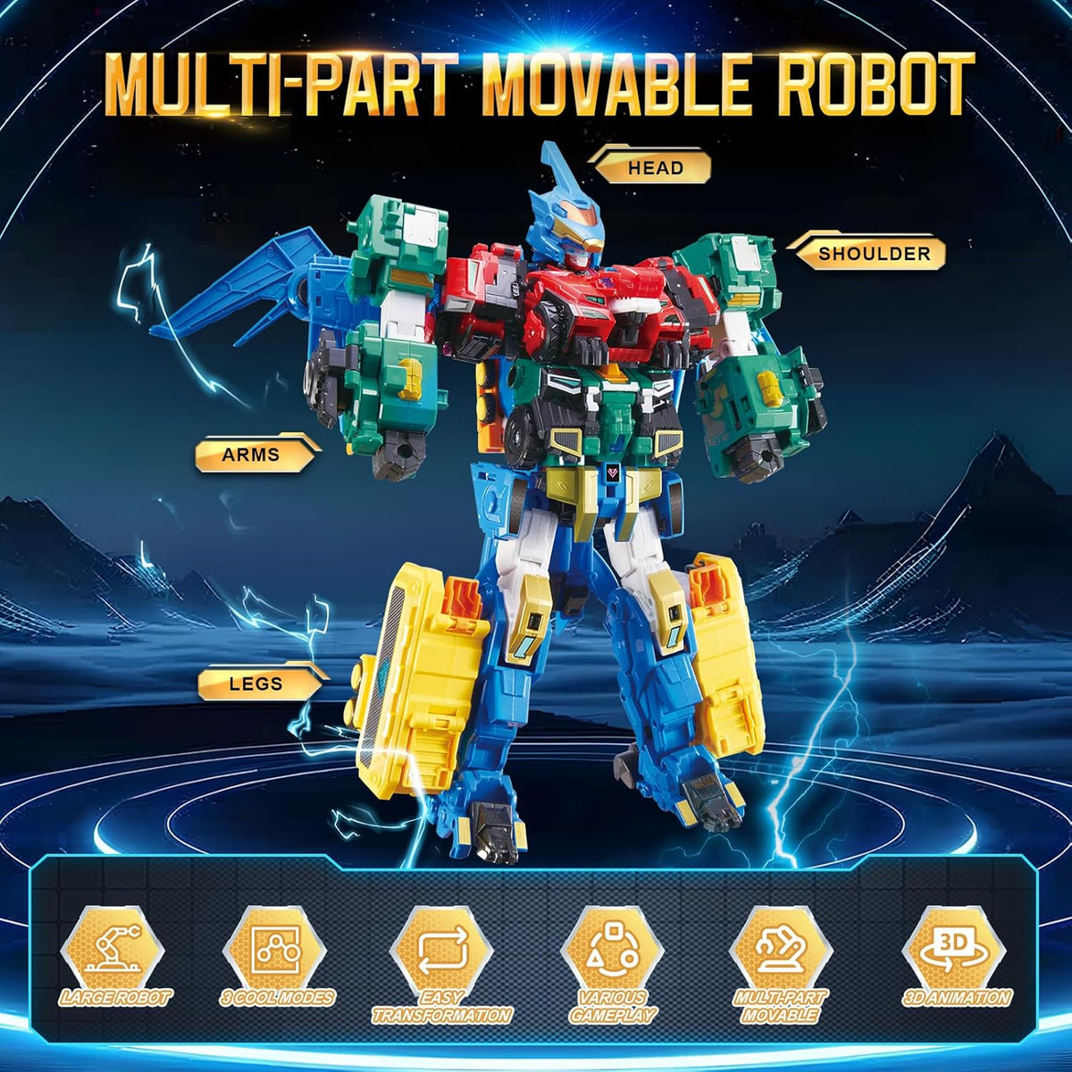 QUANTUM HEROES DINOSTER Robot 4 en 1 Mega Metatron 16.1in - Edades 5+