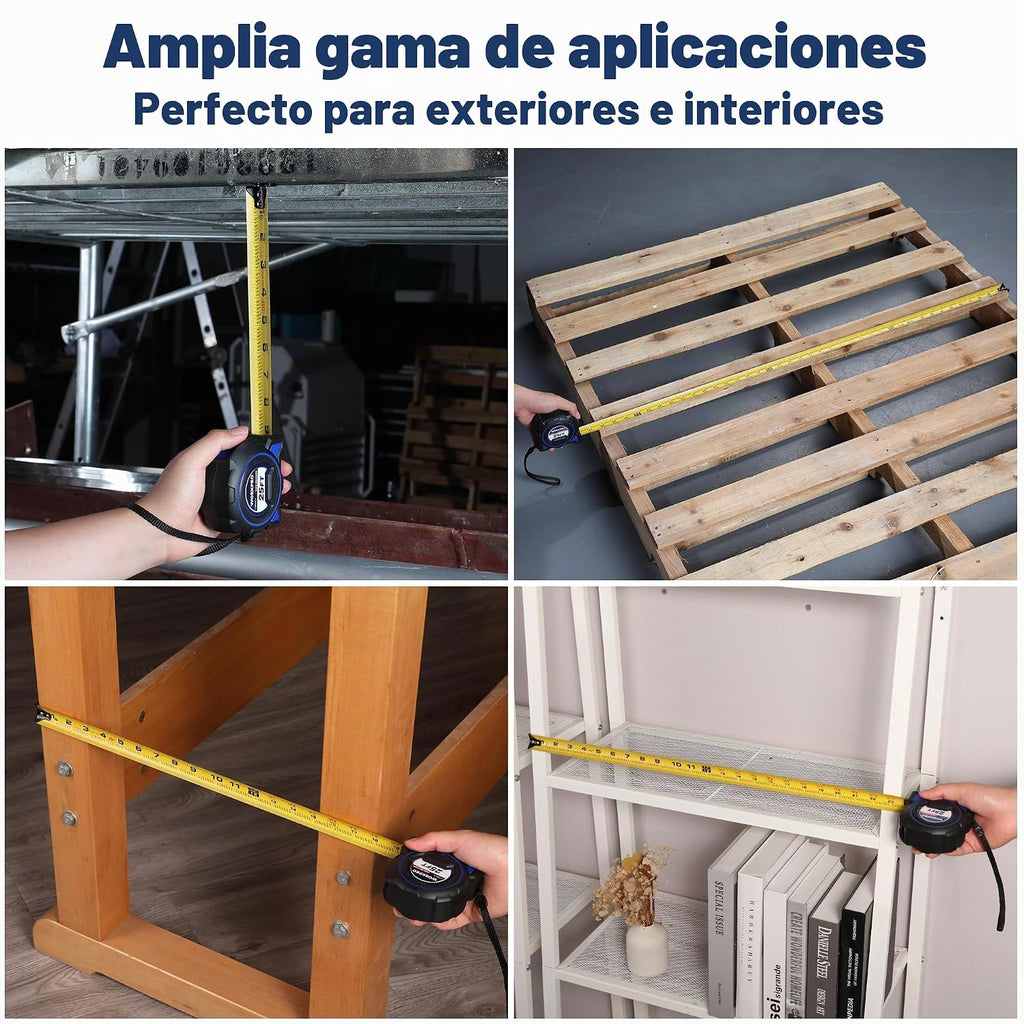 WORKPRO Cinta métrica resistente, 2 unidades de cinta métrica retráctil de
