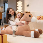Jrystar Animales de peluche de caballo gigante, almohada de peluche...
