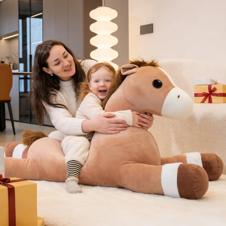 Jrystar Animales de peluche de caballo gigante de 51 pulgadas, almo...