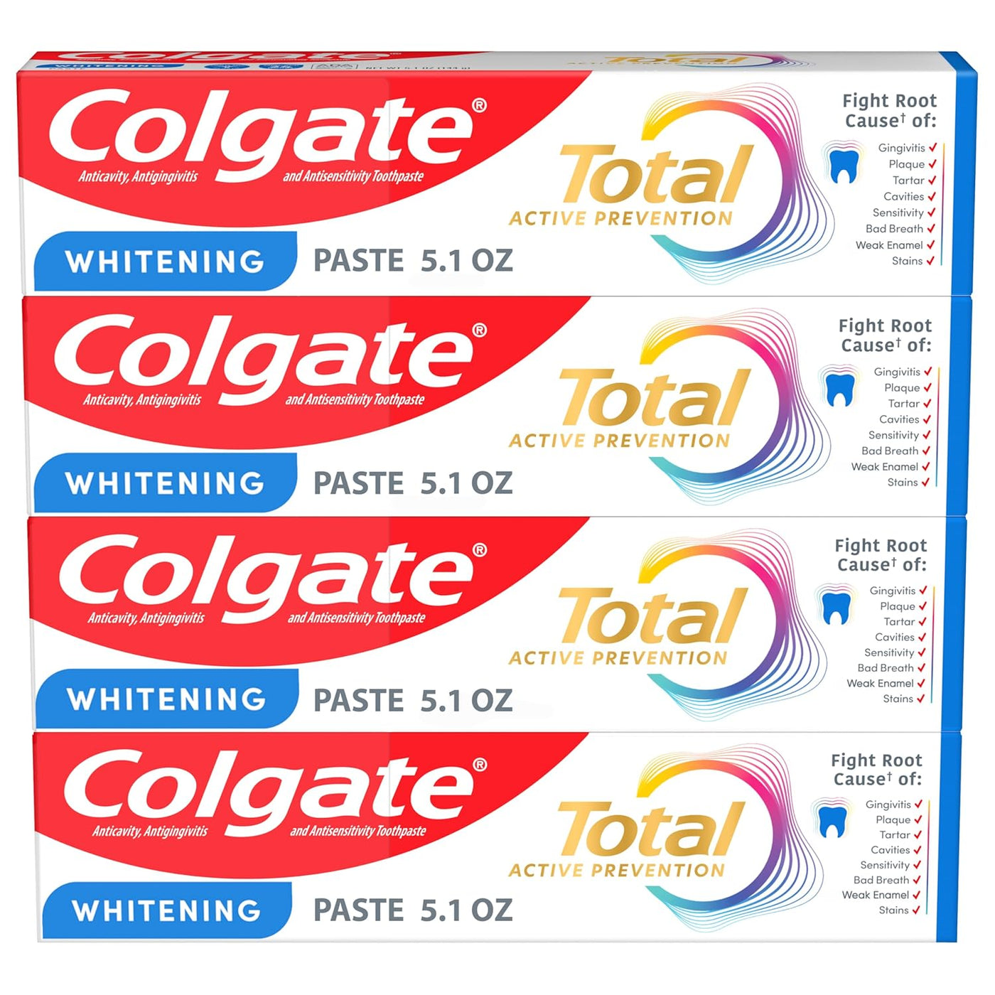 Colgate Total Whitening Pasta de dientes 51 oz paquete de
