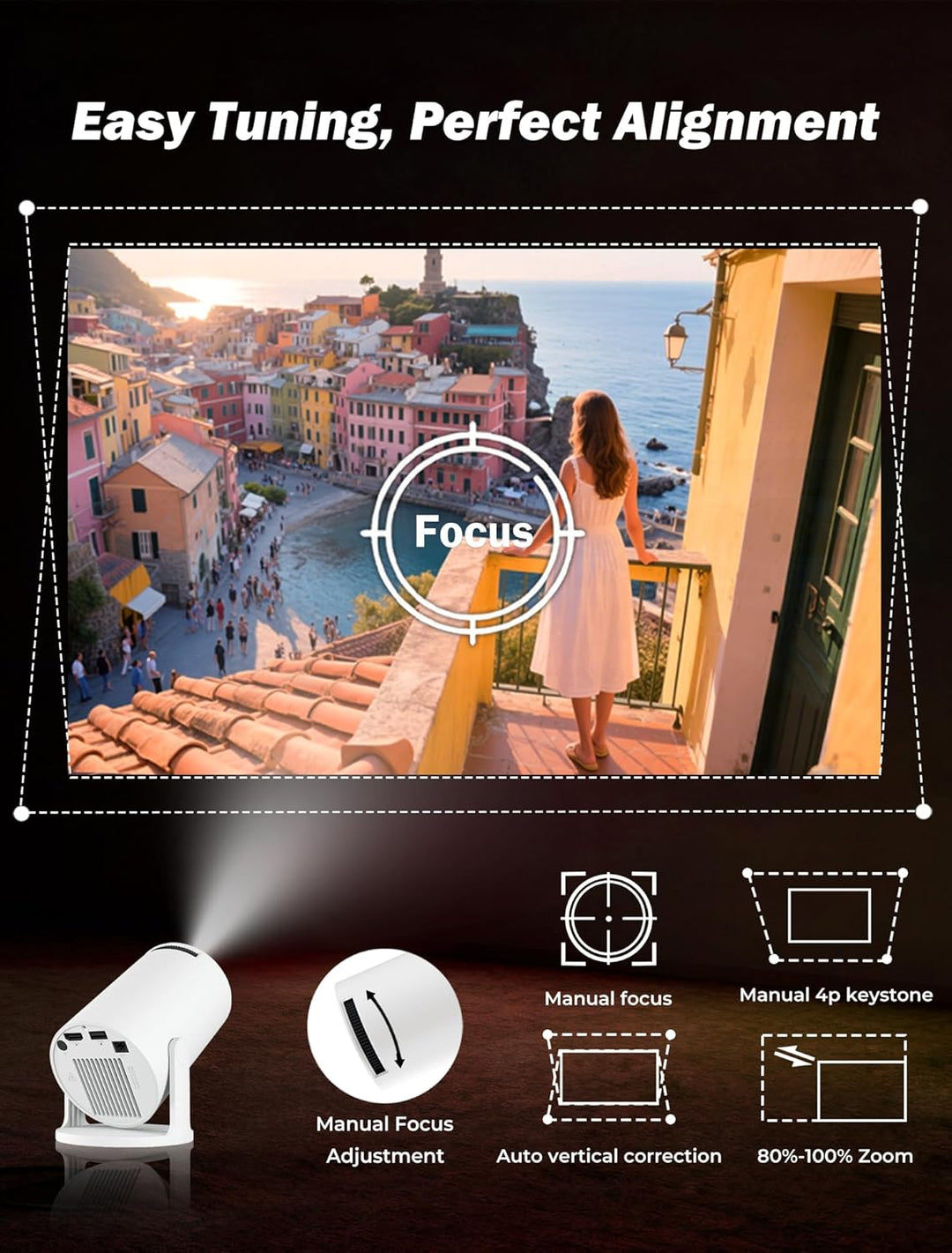 WellSonic Mini proyector compatible con 4K 200 Ansi para