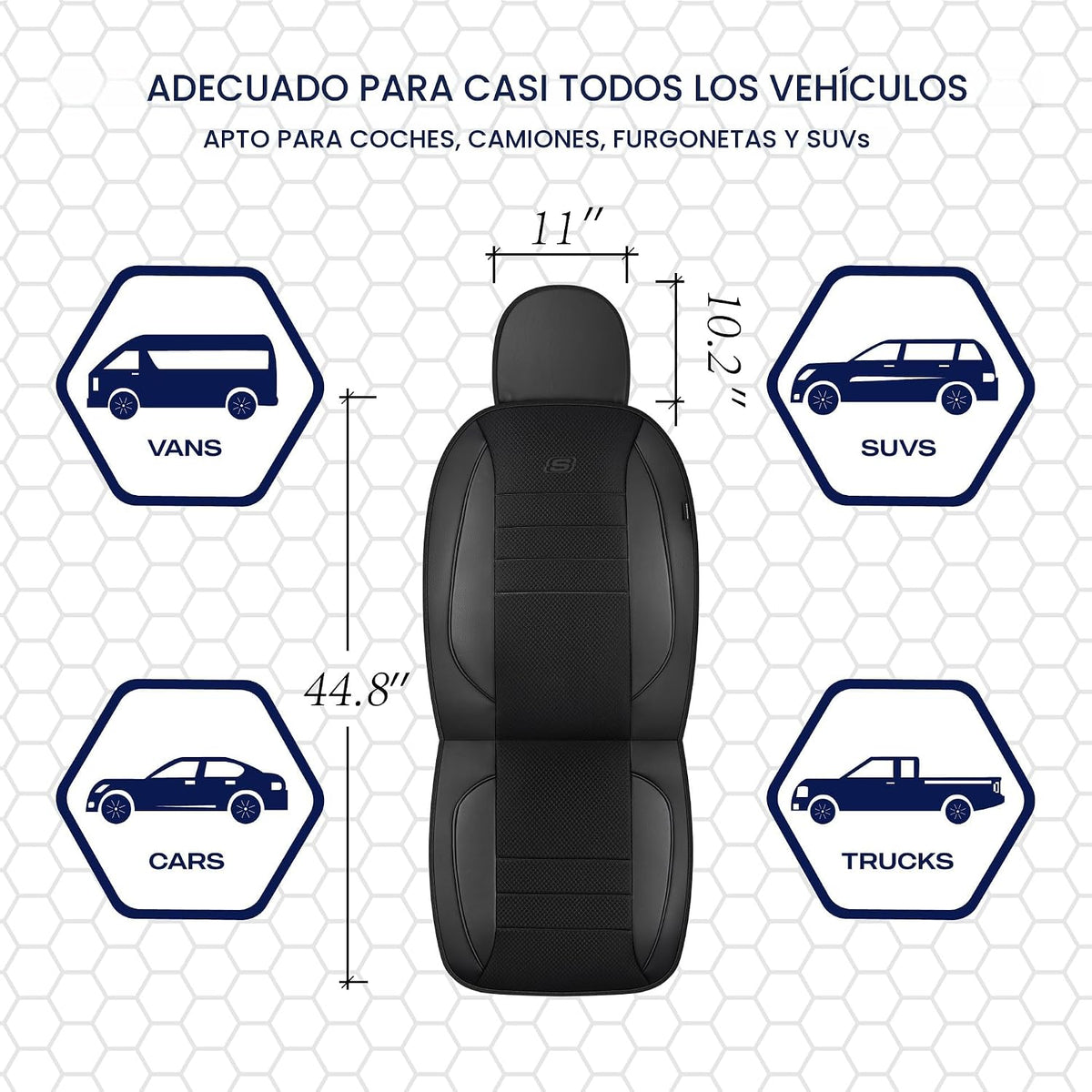 Skechers Fundas de asiento de espuma viscoelástica refrigeradas por aire, fundas de asiento de automóvil gruesas de malla, fundas de asiento de automóvil de cuero con ribetes para asientos delanteros