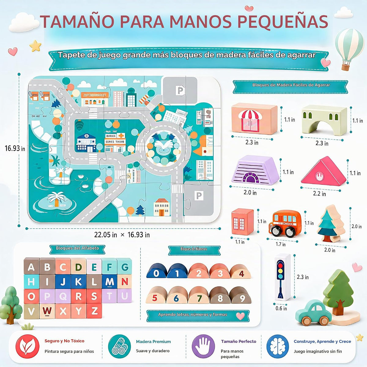 Juego de bloques de construcción de madera