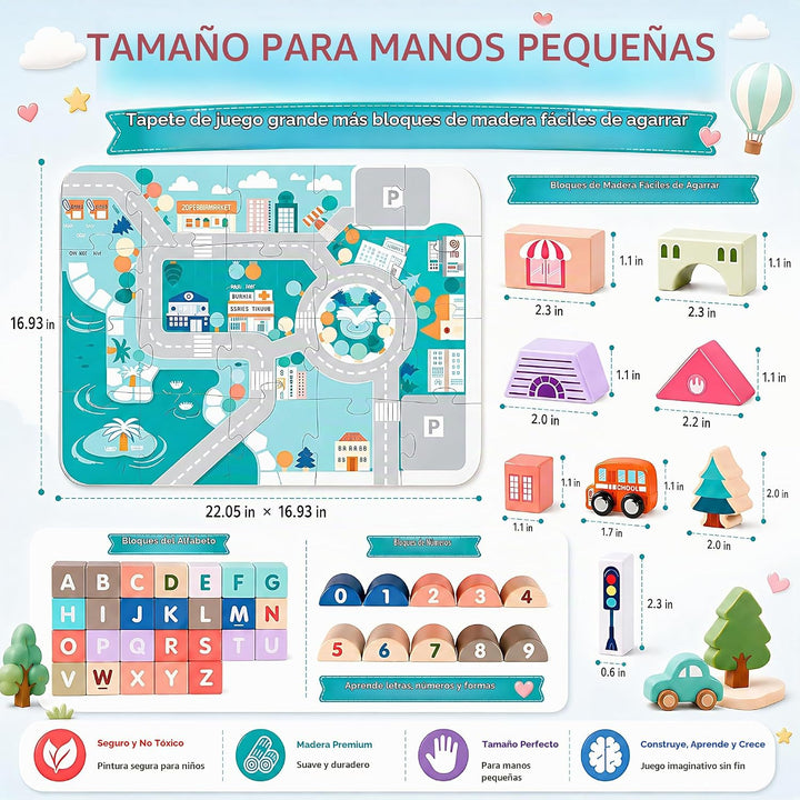 Juego de bloques de construcción de madera, apilador de construcció...