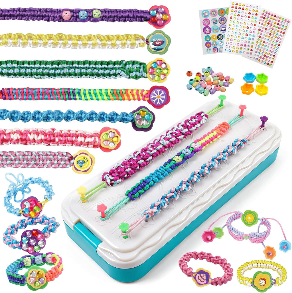 DDAI Kit de pulsera brillante para niñas de 7 a 12 años, juego de manualidades brillantes de amistad con gemas, hilos y calcomanías, regalo de cumpleaños para niñas de 8, 9, 10, 11 años y sorpresa navideña