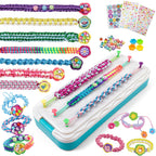 DDAI Kit de pulsera brillante para niñas de 7 a 12 años, juego de manualidades brillantes de amistad con gemas, hilos y calcomanías, regalo de cumpleaños para niñas de 8, 9, 10, 11 años y sorpresa navideña