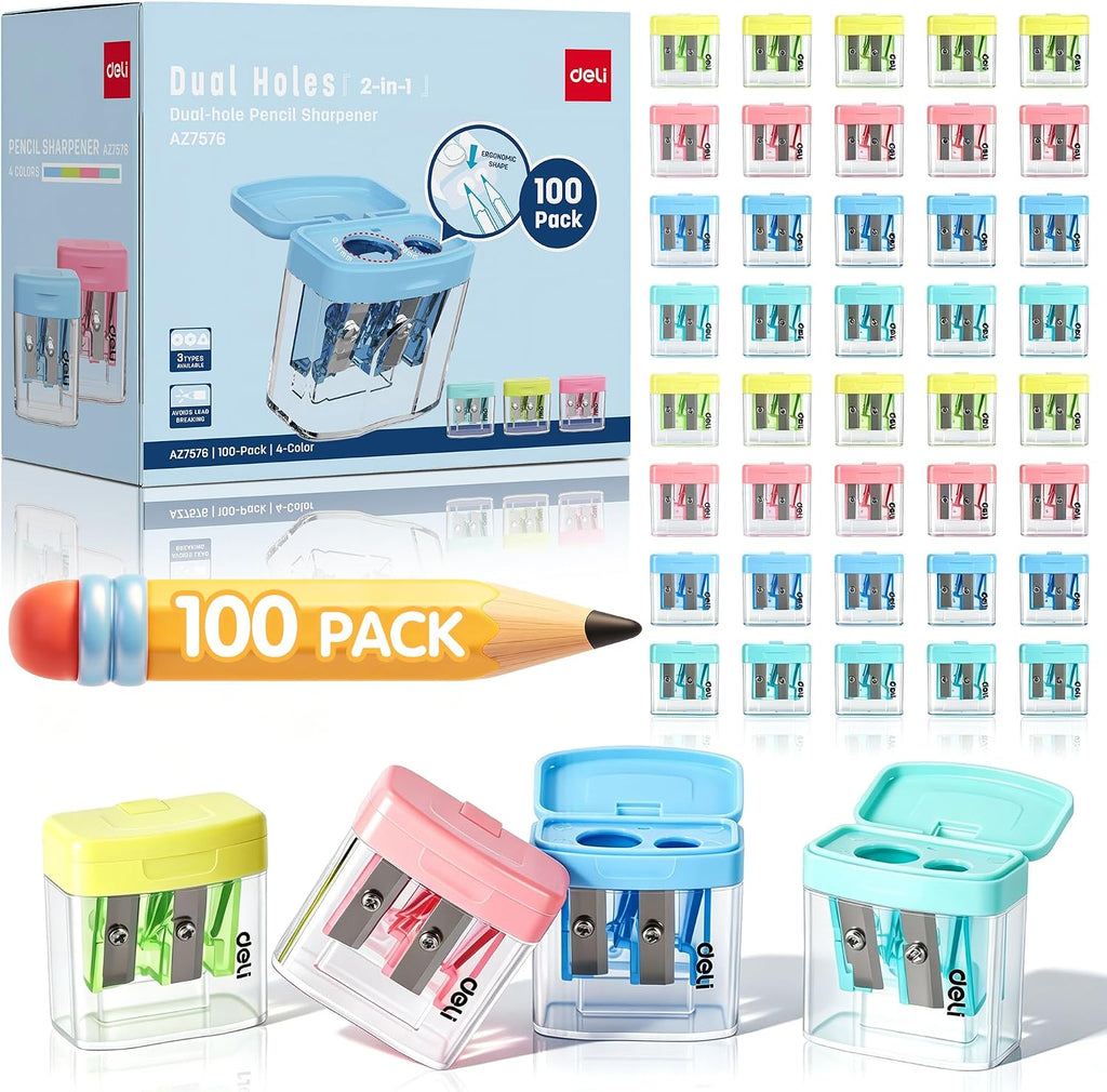 Deli Sacapuntas, paquete de 100 sacapuntas manual