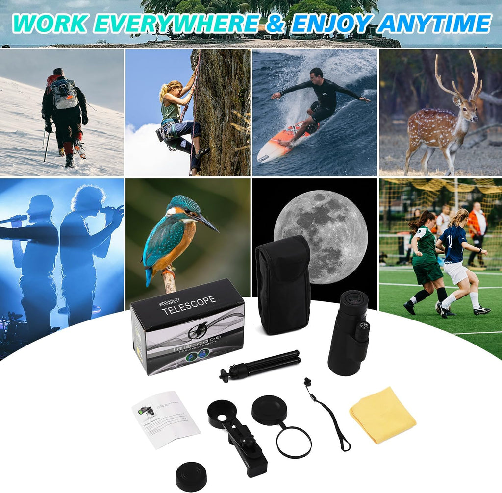OEXLUFORD Monocular de 80 x 100 para adultos Telescopio