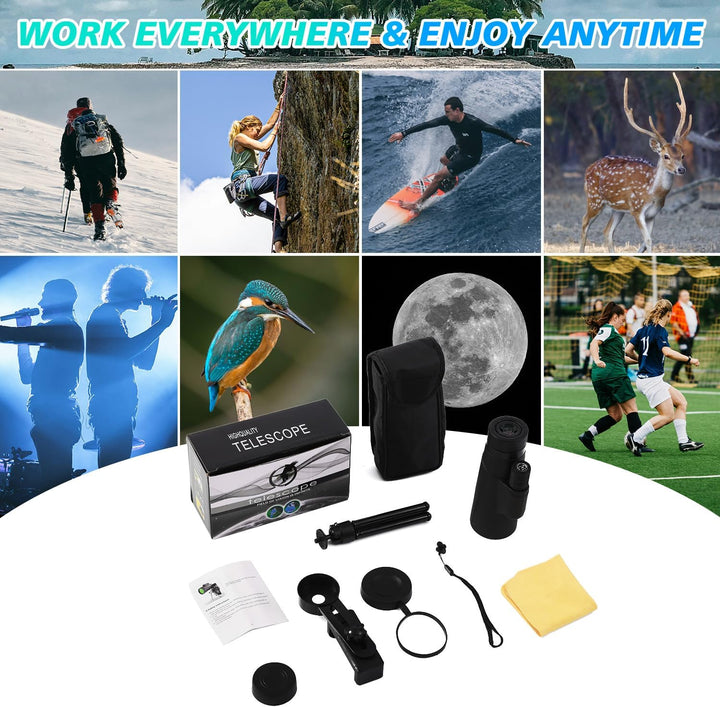 OEXLUFORD Monocular de 80 x 100 para adultos Telescopio