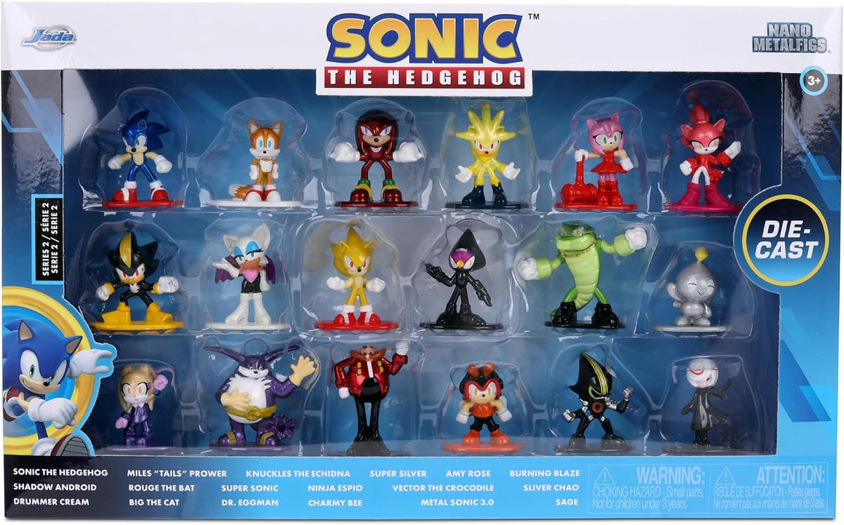 Jada Sonic The Hedgehog Nano Metalfigs 18 Pack Serie 2 Set de figuras de metal fundido – Incluye Sonic, Shadow, Amy Rose, Rouge Toys