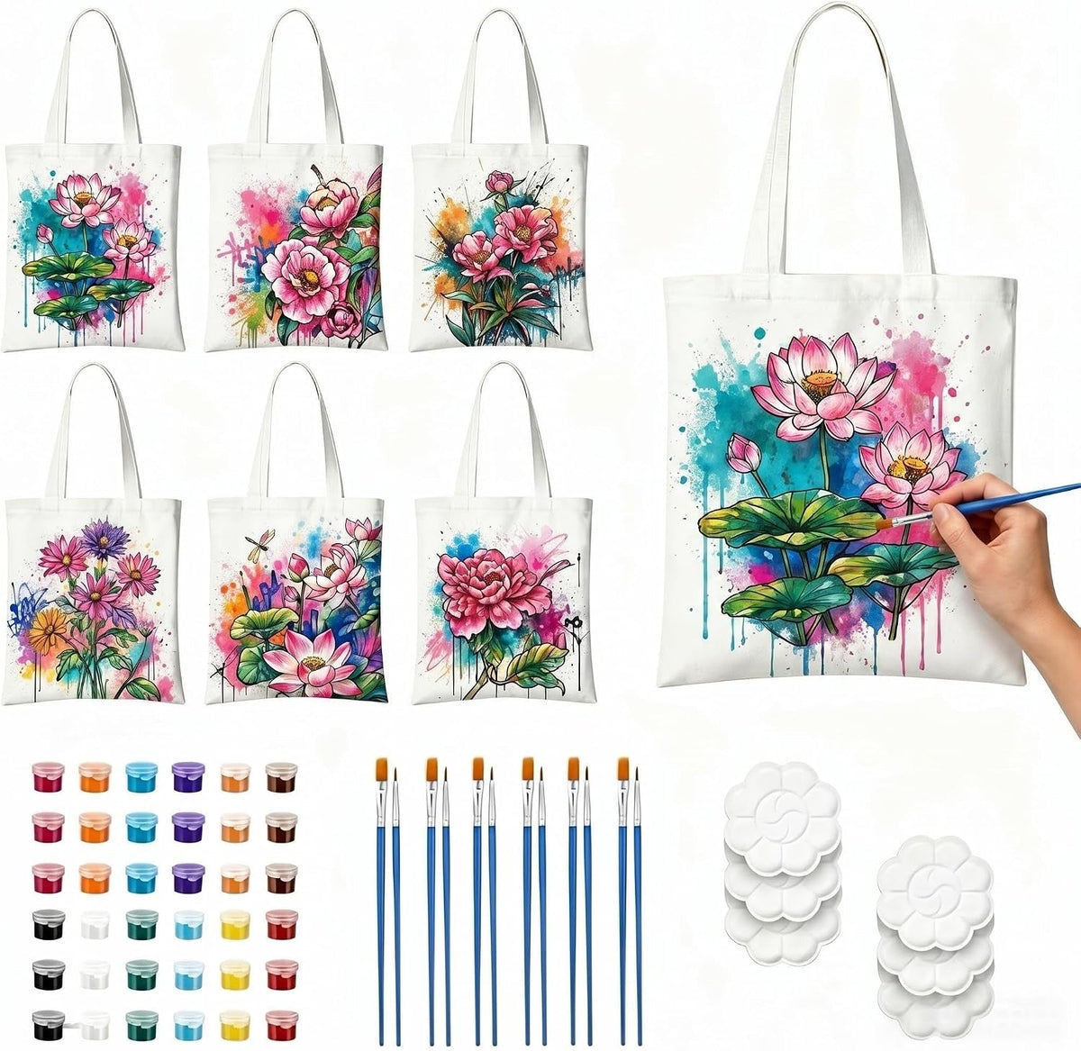 Kit de pintura y sorbo en casa para adultos, kits de noche de manualidades