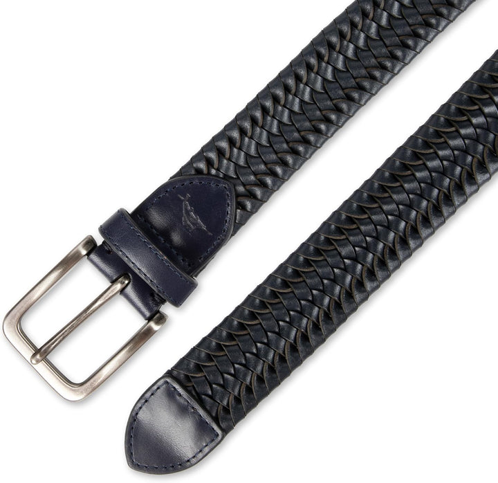 Tommy Bahama Cinturón de cuero trenzado para hombre, diseño elástic...