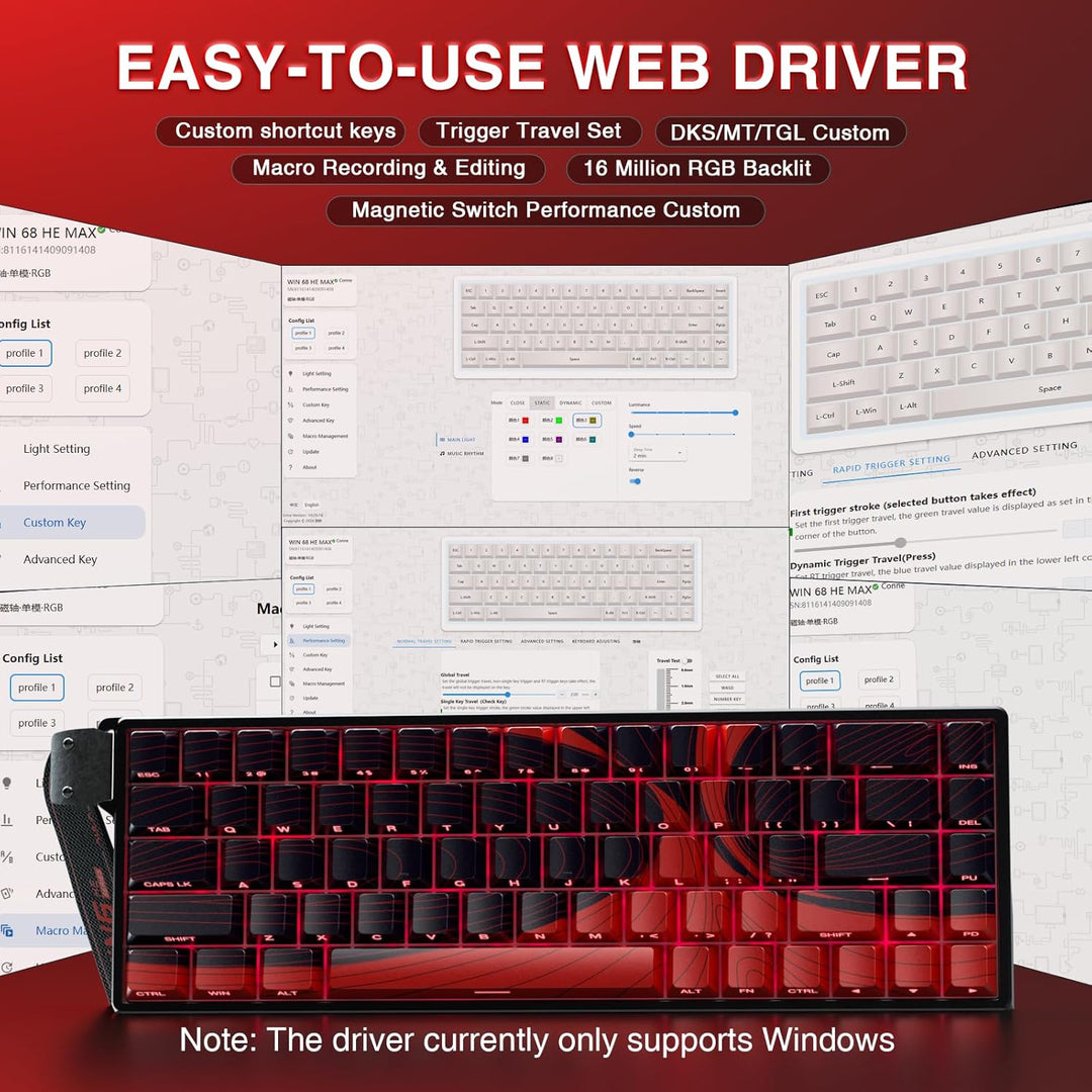 AULA WIN68 HE MAX - Teclado de Juegos de Efecto Hall con Interrupto...