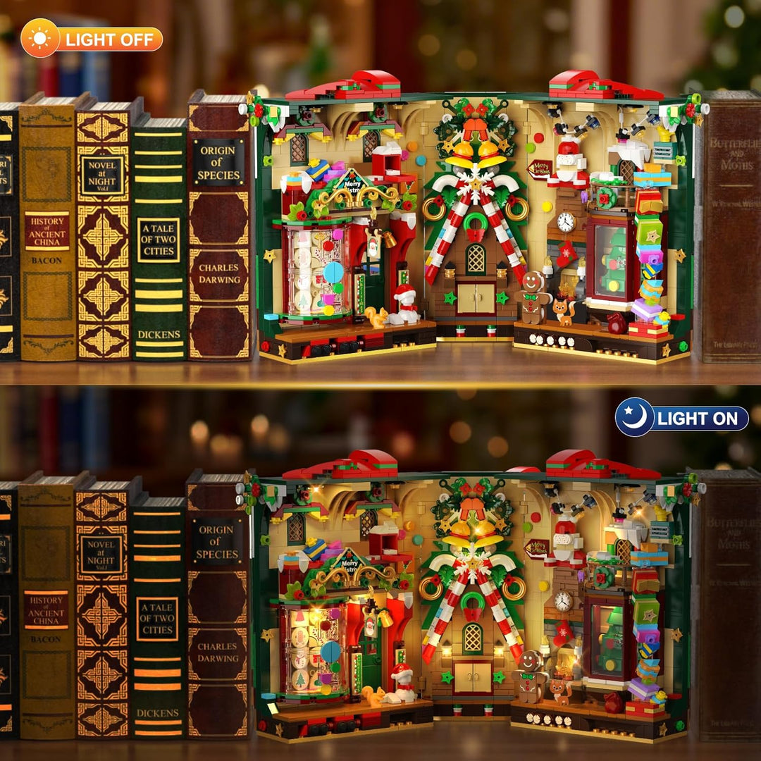 Juego de construcción de rincón de libro de Navidad con