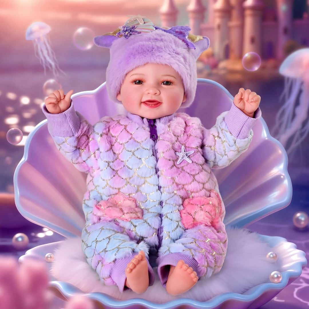 BABESIDE Muñeca bebé de sirena para niña, 17 pulgadas, suave, reali...