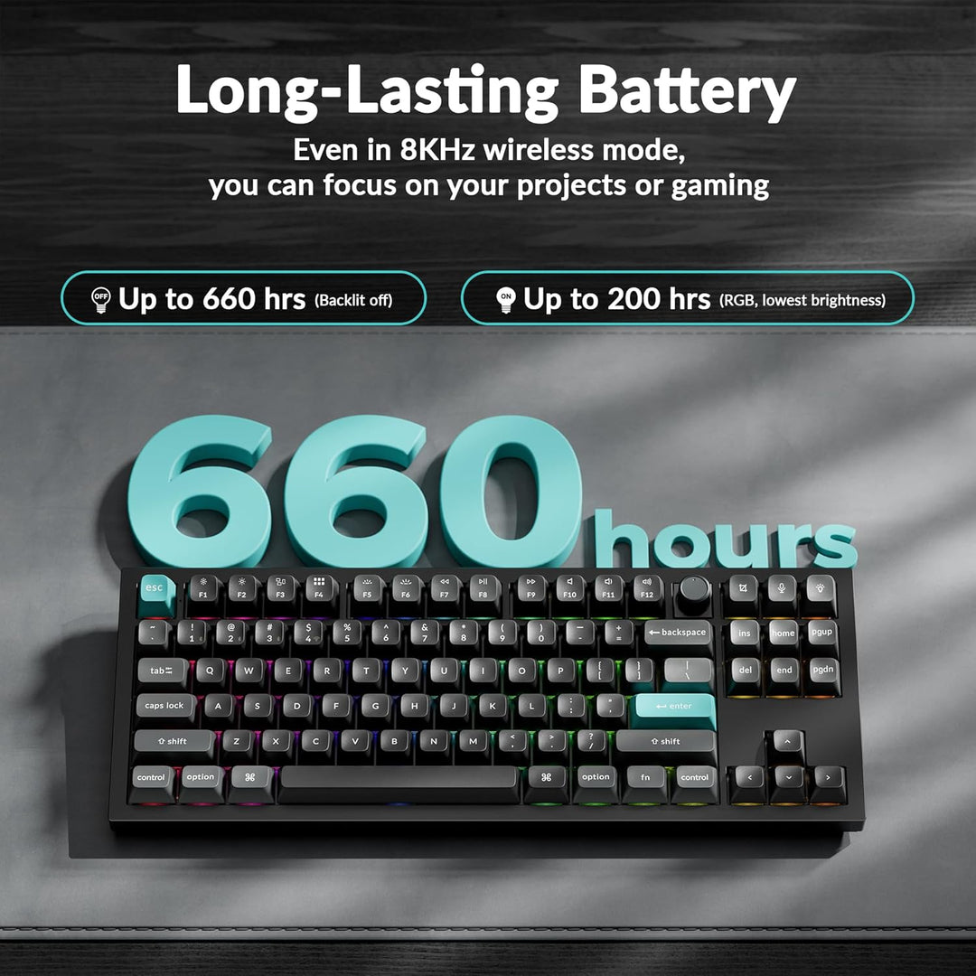 Keychron Teclado mecánico Q3 Ultra Wireless 8KHz, TKL 2.4G\/Bluetoo...