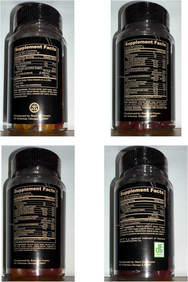 Black Girl Vitamins Complete Wellness Essentials - Paquete de 30 dí...