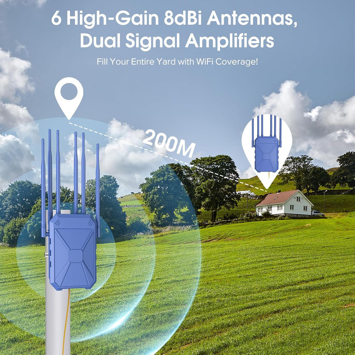 AX3000 Extensor WiFi 6 para exteriores, extensor de señal WiFi para exteriores de largo alcance, punto de acceso WiFi al aire libre, IP67 resistente a la intemperie, fuente de alimentación PoE, para