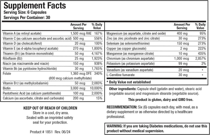 Biotics Research GlucoBalance - Suplemento de cromo, vanadio, L car...