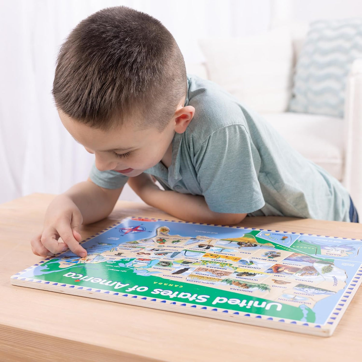 melissa & doug USA mapa rompecabezas de madera, Versión estándar, Multicolor