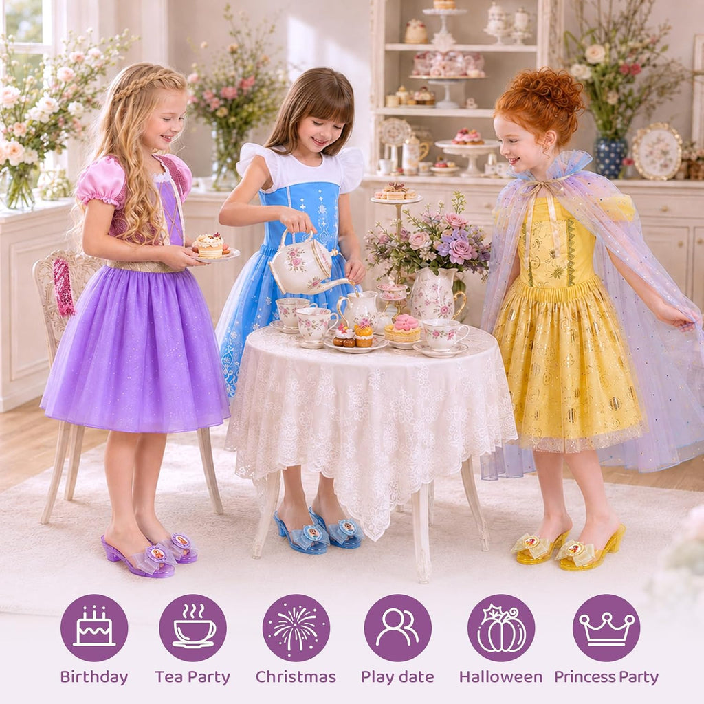 Meland Vestido Princesa para Niñas con Zapatos y Juguete, Regalo para Niñas de 3, 4, 5 y 6 años