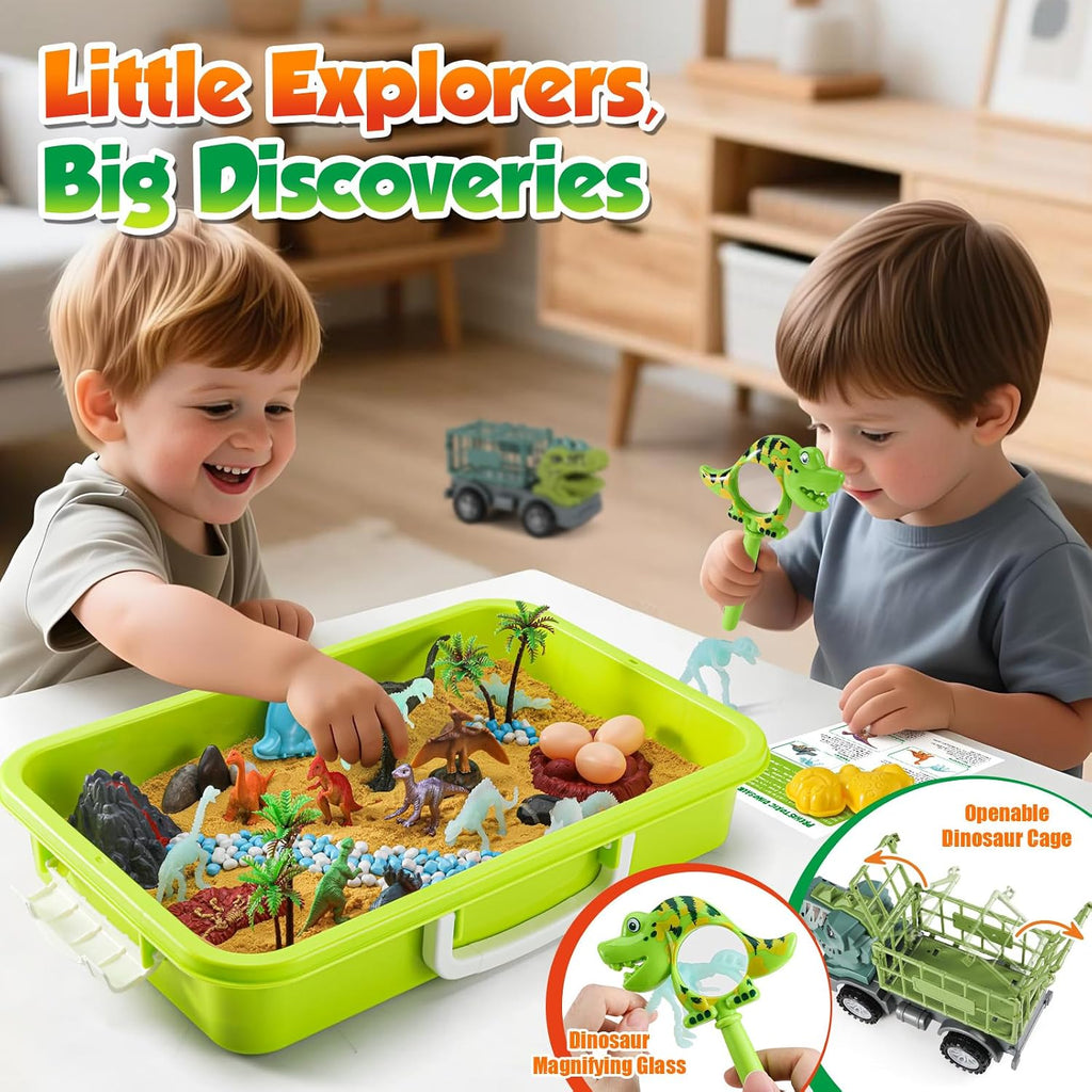 FRUSE Kit de Arena Sensorial de Dinosaurios, Arena para Cubeta Sensorial, Juguetes de Dinosaurios para Niños