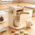 Freniland Juguete clásico de madera para cafetera, juego para preparar y servir para niños pequeños, juguete educativo de cocina para niños a partir de 3 años