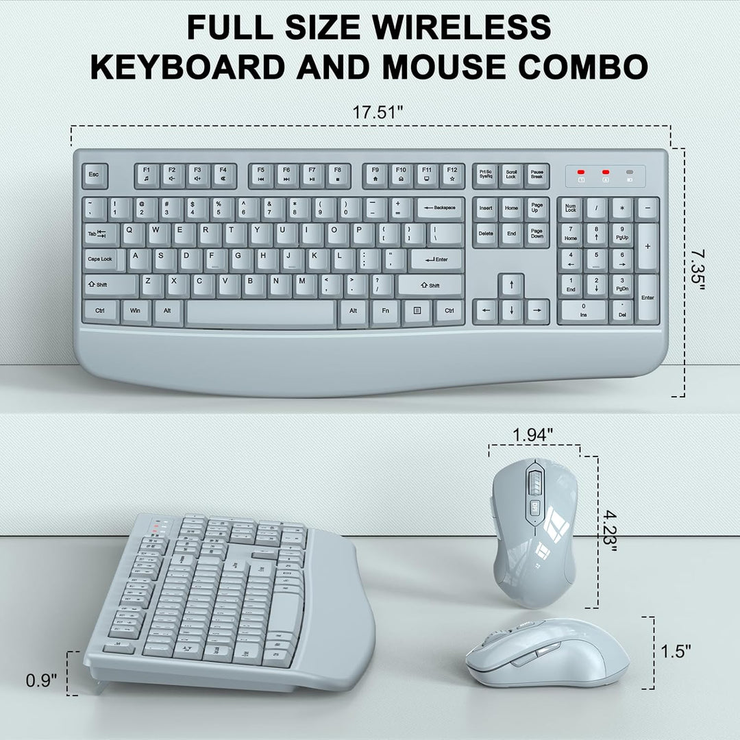 ULSOU - Combo de teclado y mouse inalámbricos, teclado ergonómico d...