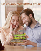 Rolife Sakura Journey Tram - Rompecabezas de madera 3D para adultos, kits de construcción de modelos de bricolaje con luces LED, regalo creativo para niños, regalo de pasatiempos y rompecabezas para