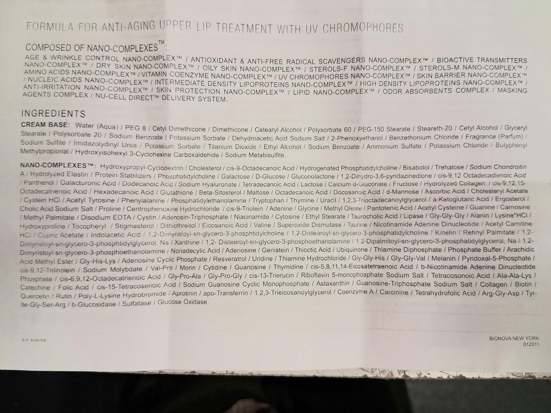 BIONOVA Tratamiento antienvejecimiento del labio superior con cromó...