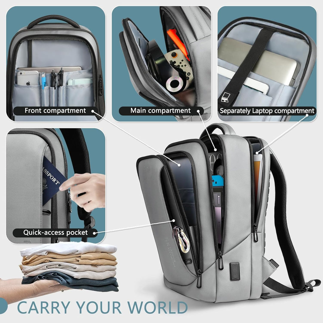 hk Mochila para laptop para hombres con puerto de carga USB para ne...