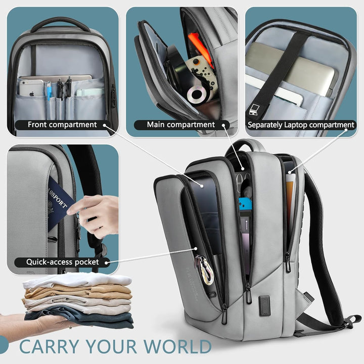 hk Mochila para laptop para hombres con puerto de carga USB para ne...