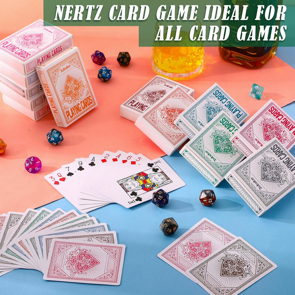 Zubebe 12 piezas de cartas a granel, tamaño de póquer, barajas de 12