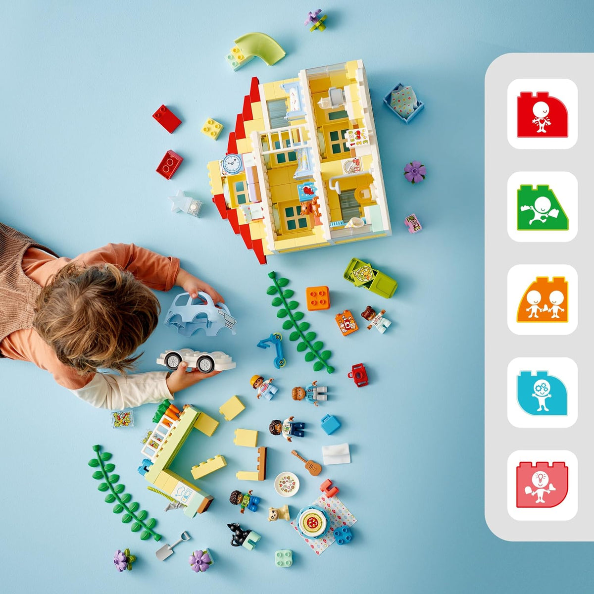 LEGO DUPLO Town 3 en 1 casa familiar 10994 Juego de construcción educativo STEM, juguete de regalo para Navidad para niños pequeños de 3 años en adelante, juguete de auto y casa de 3 pisos permite que