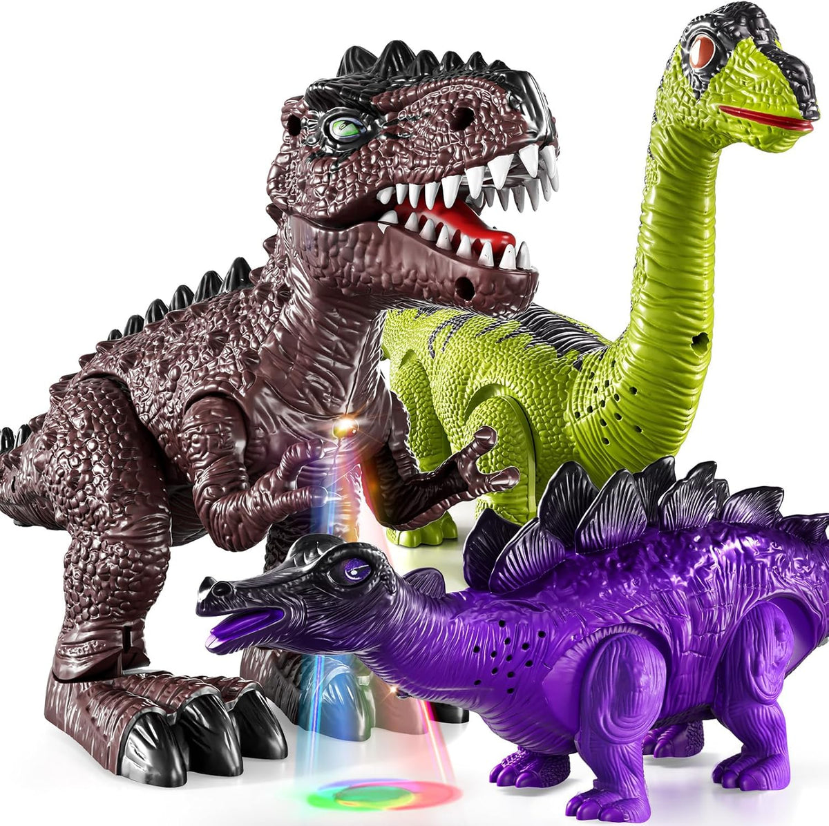 TEMI Paquete de 3 juguetes eléctricos de dinosaurio