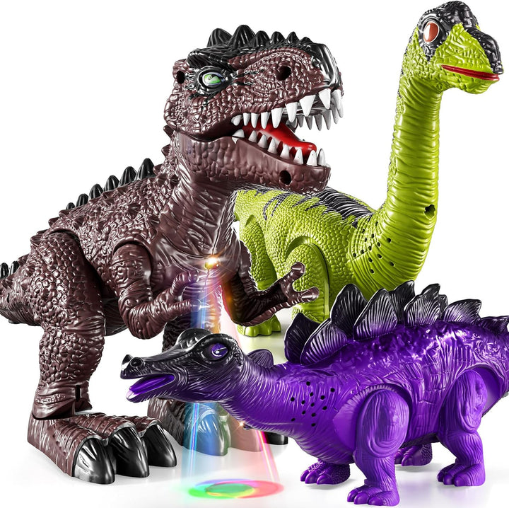 TEMI Paquete de 3 juguetes eléctricos de dinosaurio