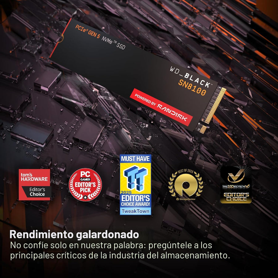 WD_Black SN8100 SSD NVMe de 2 TB - PCIe 5.0x4, M.2 2280, velocidad...