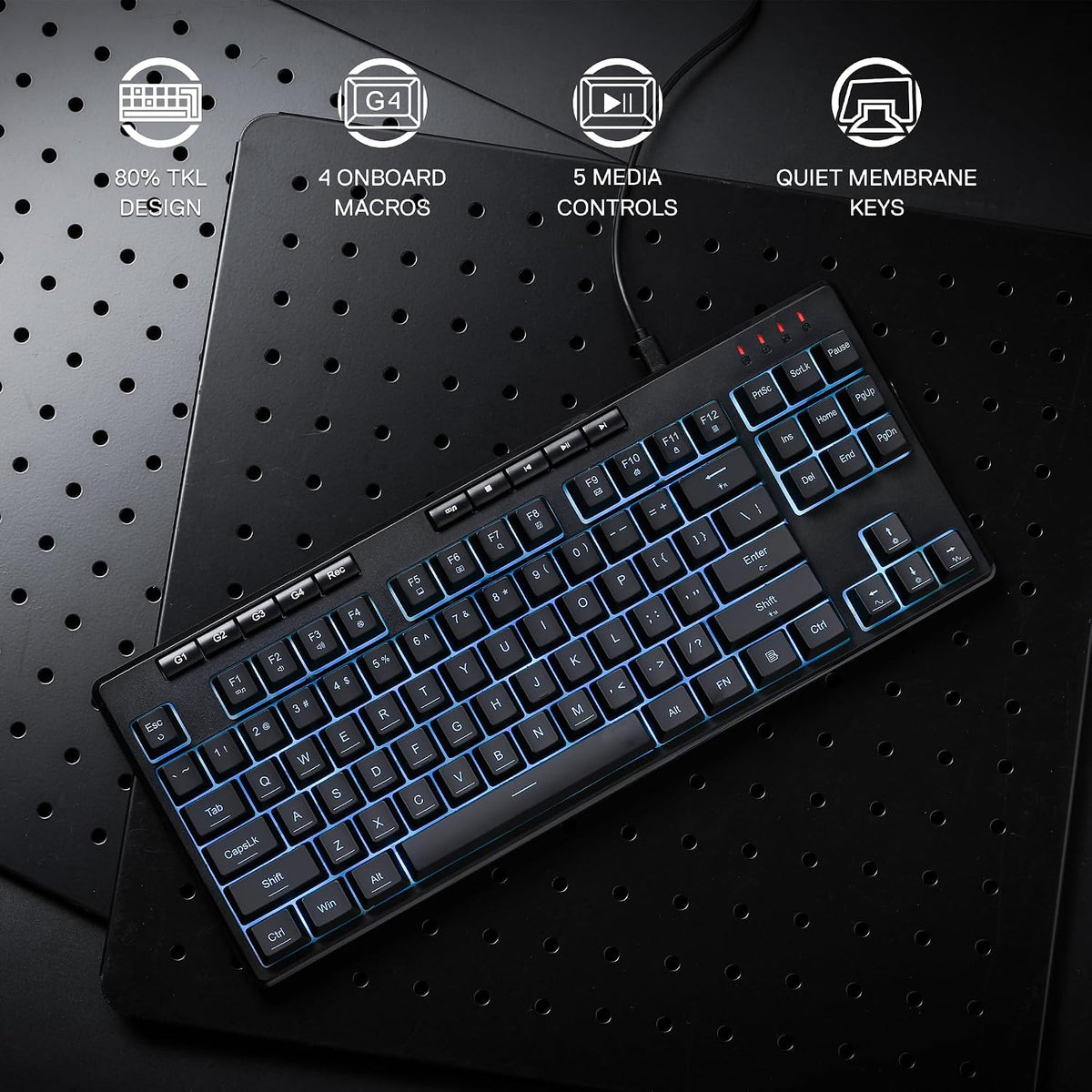 Redragon K516 Shiva TKL Teclado de membrana RGB con cable para jueg...