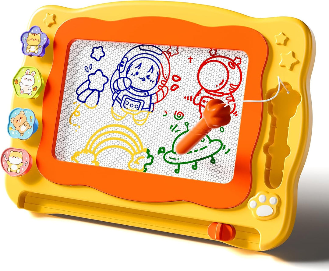 Tablero de dibujo magnético grande 2 en 1 para niños pequeños, labe...